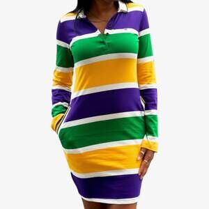 NEW HOITY TOITY mardi gras rugby dress in multicolor